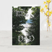 ハッピーバースデーパパ – 木々を通る帆船 カード (黄色い花)