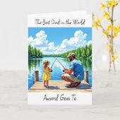 ハッピーバースデーパパ | 父の魚釣りと娘 カード (黄色い花)