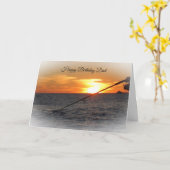 ハッピーバースデーパパ、魚釣りアットサンセットカード カード (黄色い花)