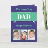 ハッピーバースデーパパ(6枚の青い緑) カード (正面)