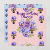 ハッピーバースデーパンジーフローラ女性名札 シーズンカード (正面/裏面)
