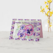 ハッピーバースデーパンジー水彩挨拶カード カード (黄色い花)