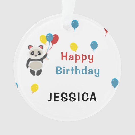 ハッピーバースデーパンダベアーホワイト オーナメント (正面)