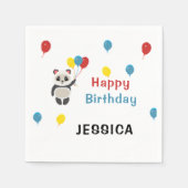 ハッピーバースデーパンダベアーホワイト スタンダードカクテルナプキン (正面)