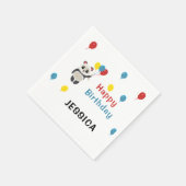 ハッピーバースデーパンダベアーホワイト スタンダードカクテルナプキン (角)