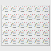 ハッピーバースデーパンダベアーホワイト ラッピングペーパー (フラット)