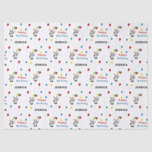 ハッピーバースデーパンダベアーホワイト 薄葉紙 (正面)