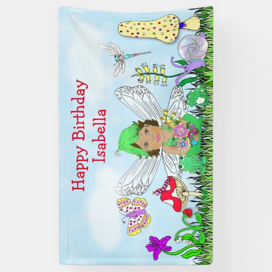 ハッピーバースデーパーソナライズされたおとぎ話をテーマ 横断幕 (縦)