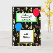 ハッピーバースデーパーソナライズされたのお尻尾とビール カード (黄色い花)