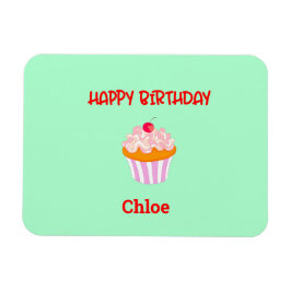 ハッピーバースデーパーソナライズされたのカップケーキ マグネット