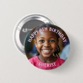 ハッピーバースデーパーソナライズされたの写真と名前 缶バッジ (正面&裏面)