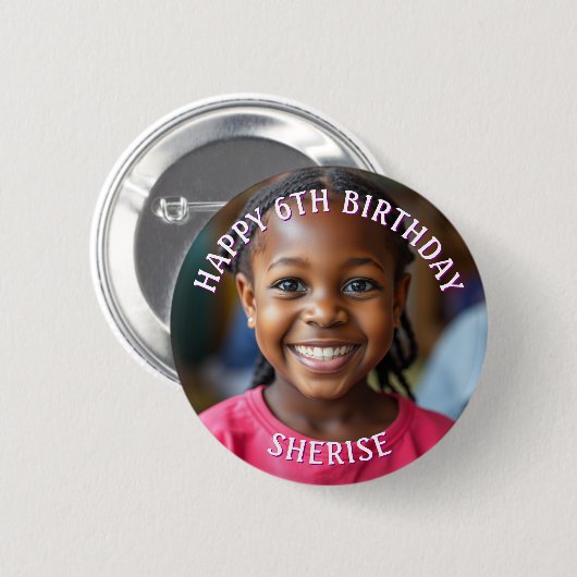 ハッピーバースデーパーソナライズされたの写真と名前 缶バッジ (正面&裏面)