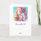 ハッピーバースデーパーソナライズされたアニメガールカップケーキ カード (裏面)