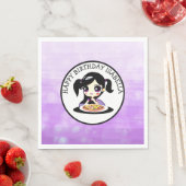 ハッピーバースデーパーソナライズされたアニメガールピザパーティー スタンダードランチョンナプキン (インサイチュ)