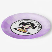 ハッピーバースデーパーソナライズされたアニメガールピザパーティー ペーパープレート (アングル)