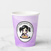 ハッピーバースデーパーソナライズされたアニメガールピザパーティー 紙コップ (正面)