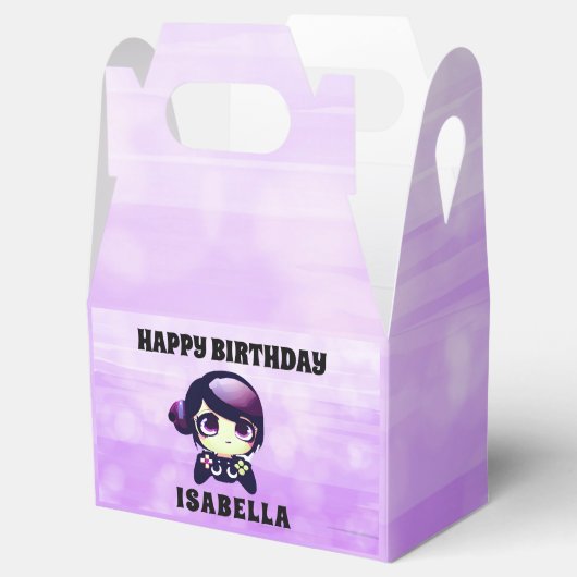 ハッピーバースデーパーソナライズされたアニメゲーマーガール フェイバーボックス (オープン)