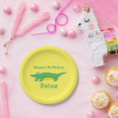 ハッピーバースデーパーソナライズされたアリゲータークロコダイル ペーパープレート (パーティー)