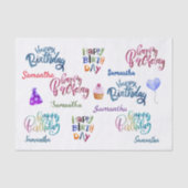 ハッピーバースデーパーソナライズされたカスタムパーティー名 薄葉紙 (正面)
