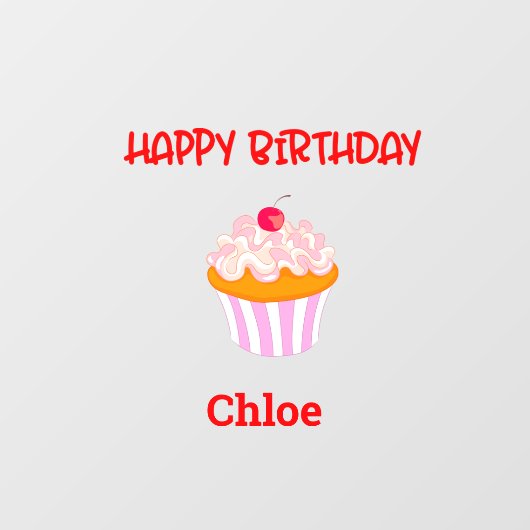 ハッピーバースデーパーソナライズされたカップケーキ  ウィンドウサイン (シート)