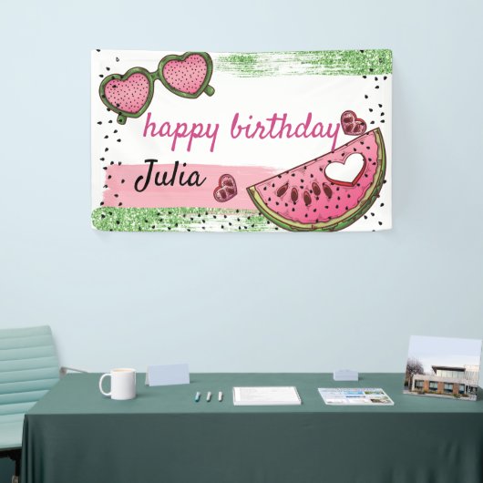ハッピーバースデーパーソナライズされたサマースイカ 横断幕 (トレードショー)