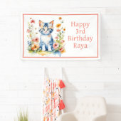 ハッピーバースデーパーソナライズされたスウィートキットン 横断幕 (インサイチュ)