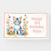 ハッピーバースデーパーソナライズされたスウィートキットン 横断幕 (横)