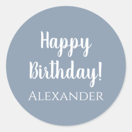 ハッピーバースデーパーソナライズされたダスティブルー ラウンドシール