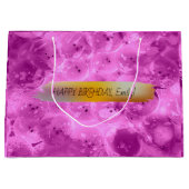 ハッピーバースデーパーソナライズされたトレンディーモダン紫 ラージペーパーバッグ (正面)
