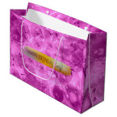 ハッピーバースデーパーソナライズされたトレンディーモダン紫 ラージペーパーバッグ (正面アングル)