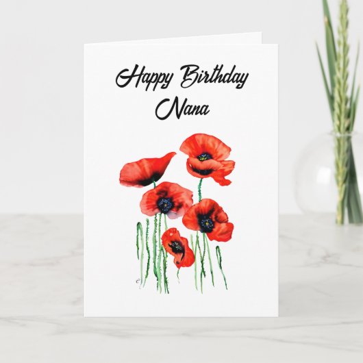 ハッピーバースデーパーソナライズされたナナポピーかわいらしズ カード (正面)
