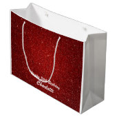 ハッピーバースデーパーソナライズされたバッグ – ワイン,光沢 ラージペーパーバッグ (正面アングル)