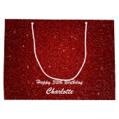 ハッピーバースデーパーソナライズされたバッグ – ワイン,光沢 ラージペーパーバッグ (裏面)