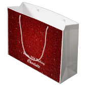 ハッピーバースデーパーソナライズされたバッグ – ワイン,光沢 ラージペーパーバッグ (裏面アングル)