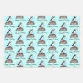 ハッピーバースデーパーソナライズされたパフィン ラッピングペーパーシート (正面3)