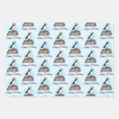 ハッピーバースデーパーソナライズされたパフィン ラッピングペーパーシート (正面2)