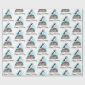 ハッピーバースデーパーソナライズされたパフィン ラッピングペーパー (フラット)