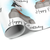 ハッピーバースデーパーソナライズされたパフィン ラッピングペーパー (ロールコーナー)