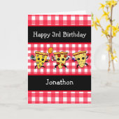 ハッピーバースデーパーソナライズされたピザパーティー カード (黄色い花)