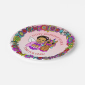 ハッピーバースデーパーソナライズされたフェアリーとユニコーン ペーパープレート (アングル)