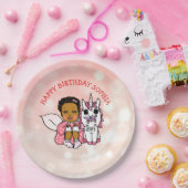 ハッピーバースデーパーソナライズされたフェアリーとユニコーン ペーパープレート (パーティー)