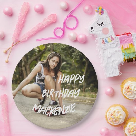 ハッピーバースデーパーソナライズされたフォト紙プレート ペーパープレート (パーティー)