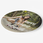 ハッピーバースデーパーソナライズされたフォト紙プレート ペーパープレート (アングル)