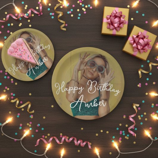 ハッピーバースデーパーソナライズされたフォト紙プレート ペーパープレート