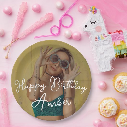 ハッピーバースデーパーソナライズされたフォト紙プレート ペーパープレート (パーティー)