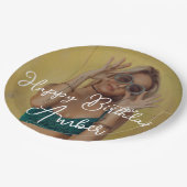 ハッピーバースデーパーソナライズされたフォト紙プレート ペーパープレート (アングル)