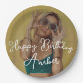 ハッピーバースデーパーソナライズされたフォト紙プレート ペーパープレート (正面)