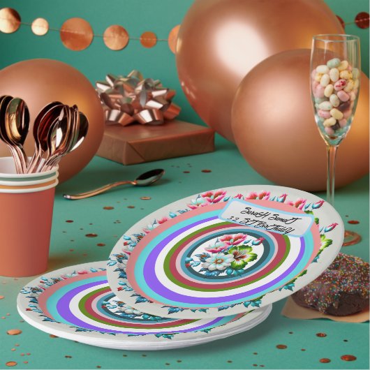 ハッピーバースデーパーソナライズされたフラワープレート、カスタム ペーパープレート (複数)