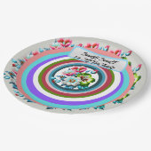 ハッピーバースデーパーソナライズされたフラワープレート、カスタム ペーパープレート (アングル)