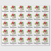 ハッピーバースデーパーソナライズされたフローラ ラッピングペーパー (フラット)